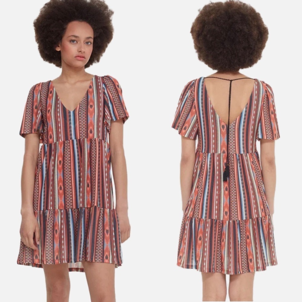 DEX Southwest Ruffled Babydoll Mini Dress Size L